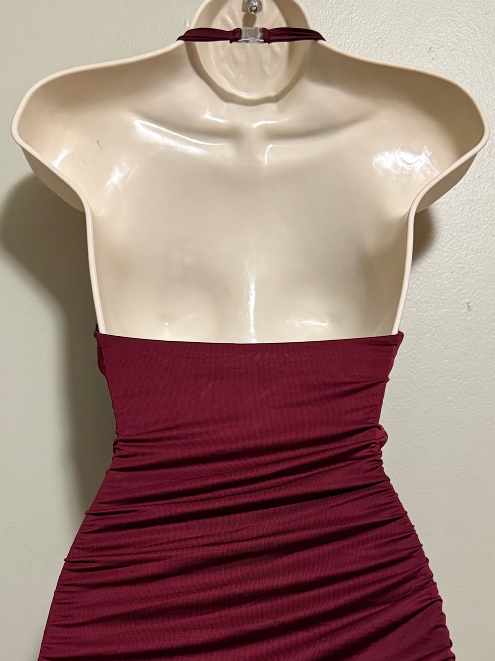 Oh Polly Deep Wine Plunge Halter Mini Dress - Picture 6 of 8